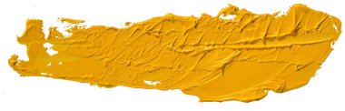 Yellow oil texture paint stain brush stroke, hand painted, isolated on white background. EPS10 vector illustration.