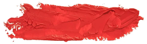 Pincelada Pincel Textura Óleo Rojo Pintado Mano Aislado Sobre Fondo — Vector de stock