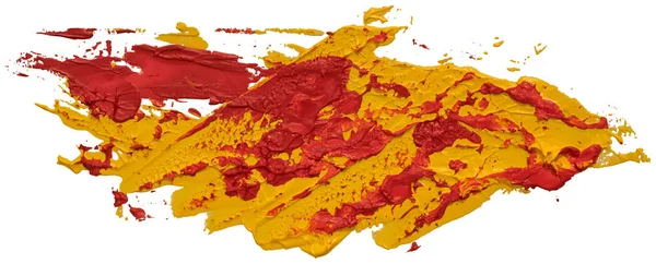 Rot Und Gelb Chaotisch Gefleckte Ölstruktur Pinselstrich Handbemalt Isoliert Auf — Stockvektor