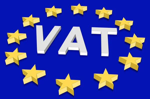 Bandiera Isometrica Dell Unione Europea Con Stelle Prospettiva Acronimo Iva — Vettoriale Stock