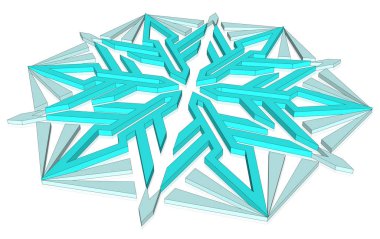 Soyut geometrik 3D izometrik kar tanesi beyaz arka planda izole, eps10 vektör illüstrasyon.