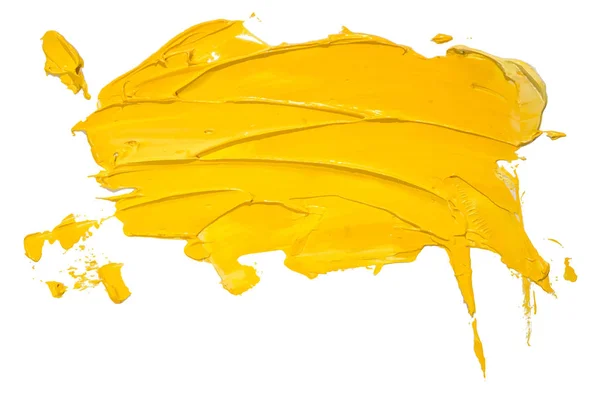 汚れた黄色のEps 10ベクトルイラストを持つ手描きの孤立したペイントブラシストライプ — ストックベクタ