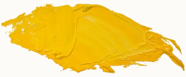 Hand Getekende Geïsoleerd Paintbrush Streep Met Vuile Gele Kleur Eps — Stockvector