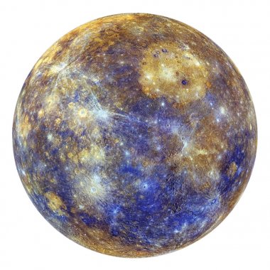 Tam disk Mercury dünyanın uzaydan beyaz arka plan üzerinde izole. Nasa tarafından döşenmiş bu görüntü unsurları.