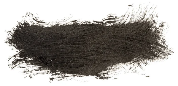 汚れた黒い色の手描きの孤立した黒インクオイルペイントブラシストライプ — ストック写真