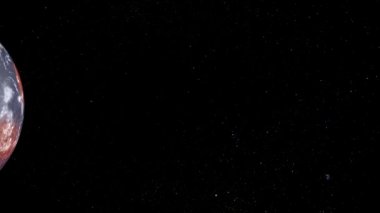 Mars gezegenini döndürüyor. Bir su yüzeyi ve kıtalar ile gezegenin fütüristik görünümü. Bu görüntünün elemanları bu Nasa döşenmiş.