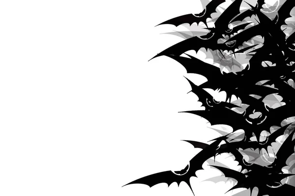Flock Bats Black Ink Side Copy Space Halloween Template — Stock Photo, Image