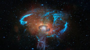 Solucan deliği hunisi, bilim kurgu geçmişi. Nasa tarafından döşenmiş bu görüntünün elemanları.