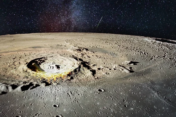Moon surface with crater. Elements of this image furnished by NASA.