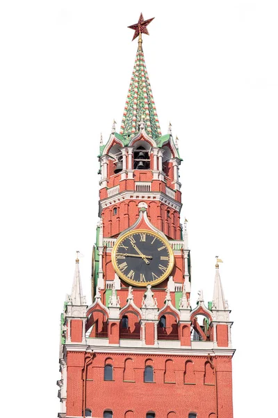 Вежа Спаської Ізольована Білому Тлі Росія Москва — стокове фото