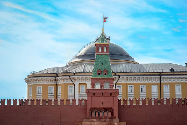 Senaatstoren Senaatsgebouw Krtmlin Muur Masoleum Overdag Moskou Rusland — Stockfoto