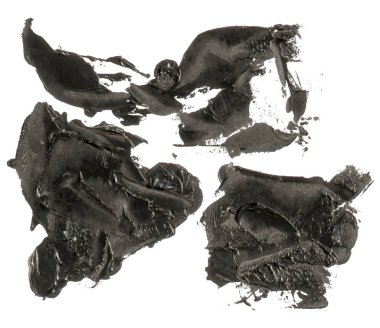 Yağlı boya soyut siyah desen. Akrilik fırça darbeleri, üçlü set. eps10 vektör illüstrasyonu.