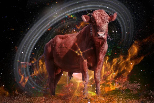 Symbol Bull Taurus Zodiac Horoscope Concept Star Cluster Constellation Bull — Stockfoto