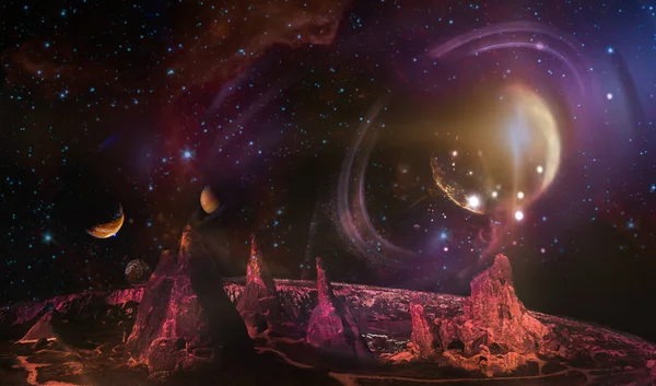 エイリアン惑星の美しい多色の風景 Nasaによって提供されたこの画像の要素 — ストック写真