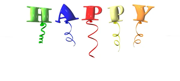 Счастливый Типографский Дизайн Поздравительных Открыток Плаката Воздушными Шарами Рендеринг Группы — стоковое фото