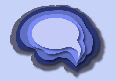 Konuşma bulutu şeklinde konuşma yapmak için kağıt katmanları yığını, metin için kopya alanı, şablon. Beyin fırtınası fikri. Eps10 vektör illüstrasyonu.