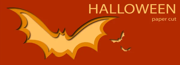 Halloween Fledermaus Papierschnitt Design Platzieren Sie Stattdessen Ihren Eigenen Text — Stockvektor