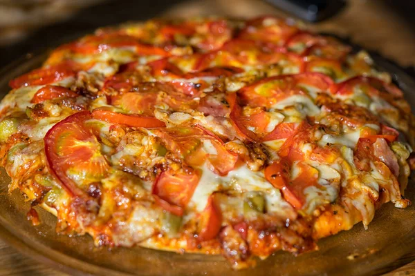 Délicieuse Pizza Maison Vue Latérale Gros Plan — Photo