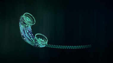 Tekno anakart desenli cep telefonu ya da eski model bir telefon. Minimum iletişim konsepti. 3d resimleme.