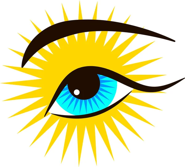 Icona Dell Occhio Occhio Astratto Della Donna Modo Sole Compongono — Vettoriale Stock