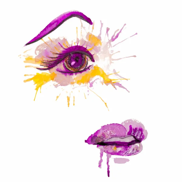 Hermosa Cara Mujer Como Manchas Ojos Labios Ilustración Moda Abstracta — Vector de stock