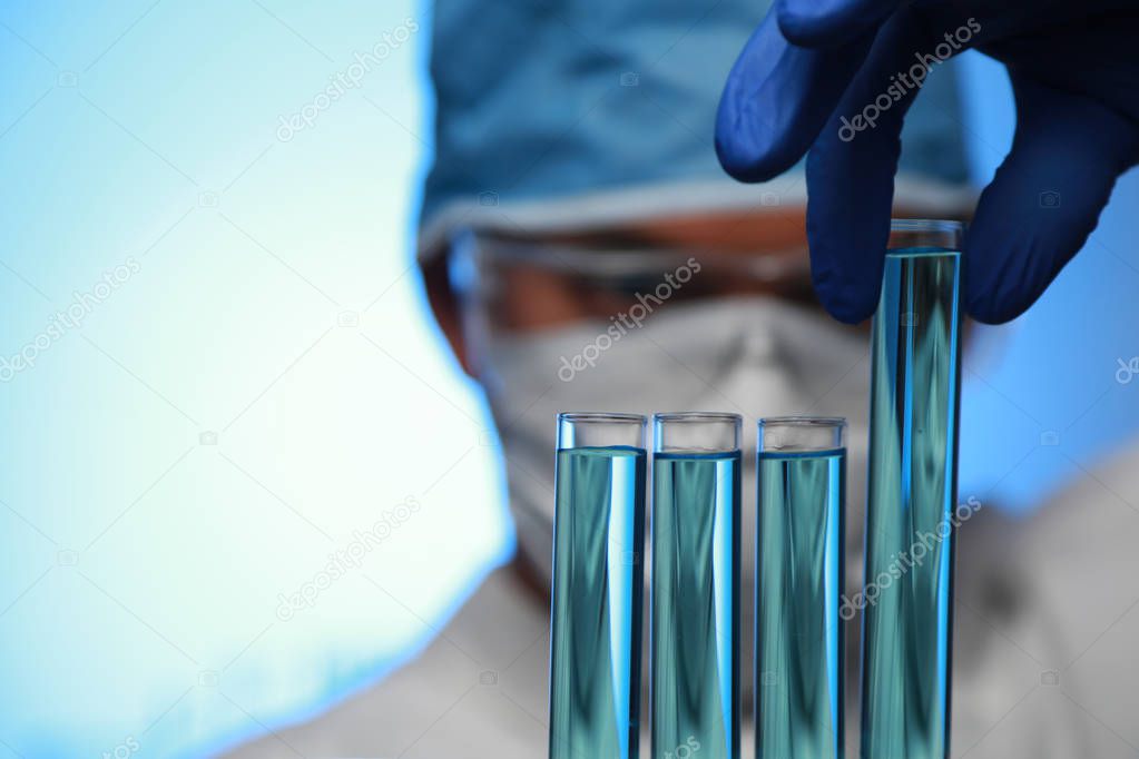 Chemist and test tubes