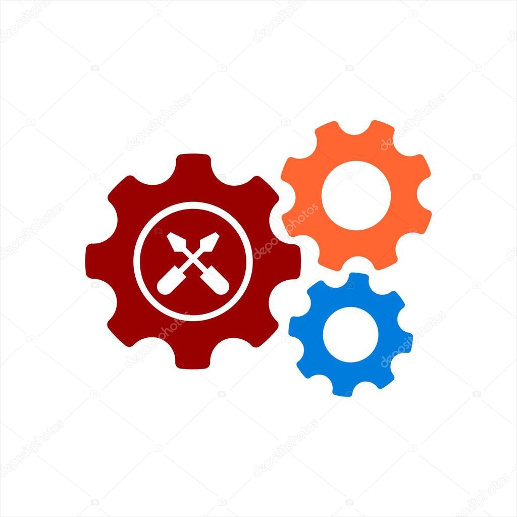 Gear mechanism and settings vector icon