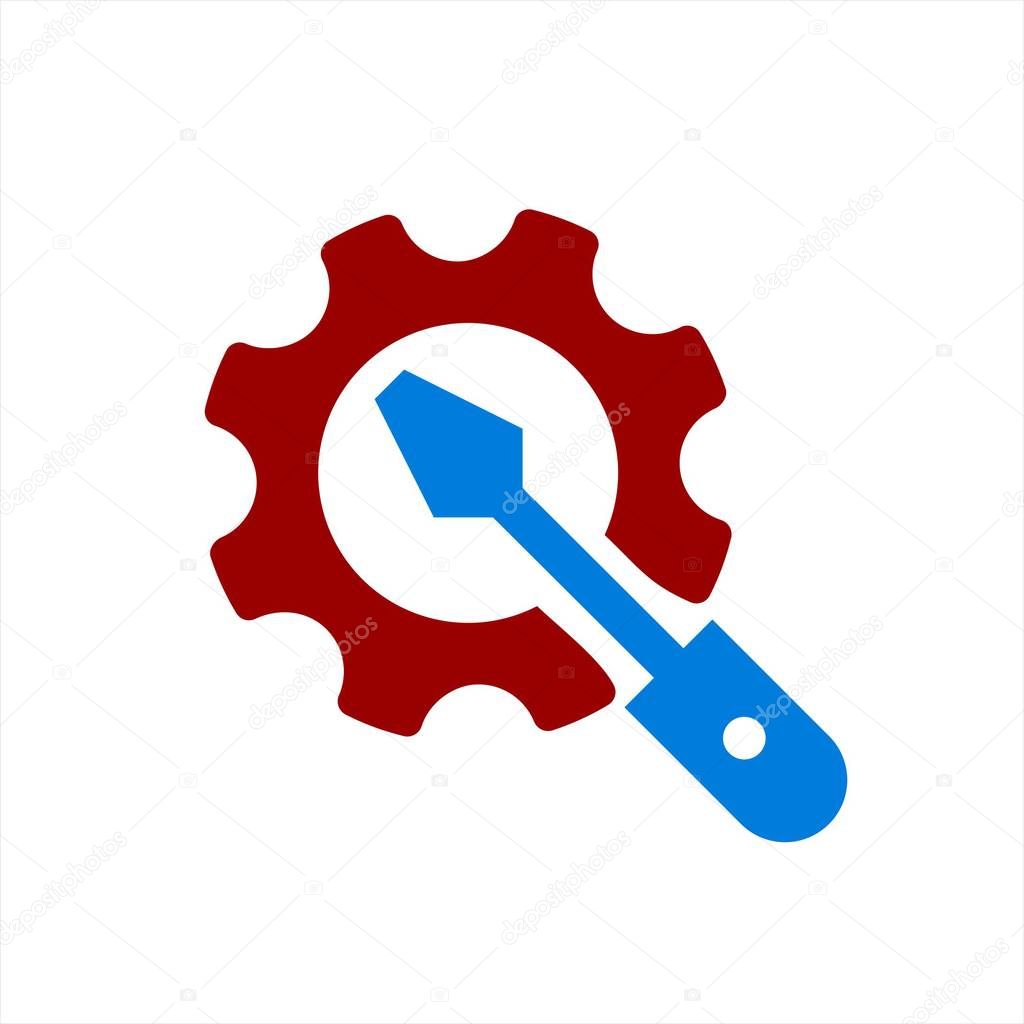 Gear setting icon on a white background