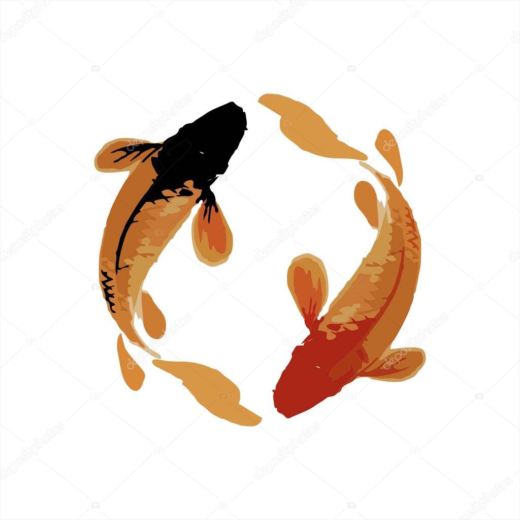 Couple of koi fish in japan or china art style for luck, prosperity, and good fortune