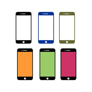 set telefon tam renk simgesi vektör illüstrasyon