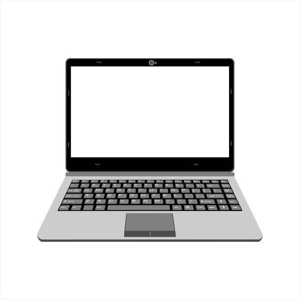 Realistic laptop vector illustration in gray color — Stock Vector