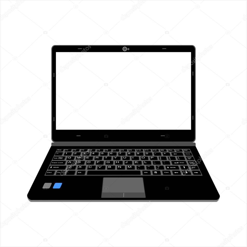 realistic laptop vector illustration in black color