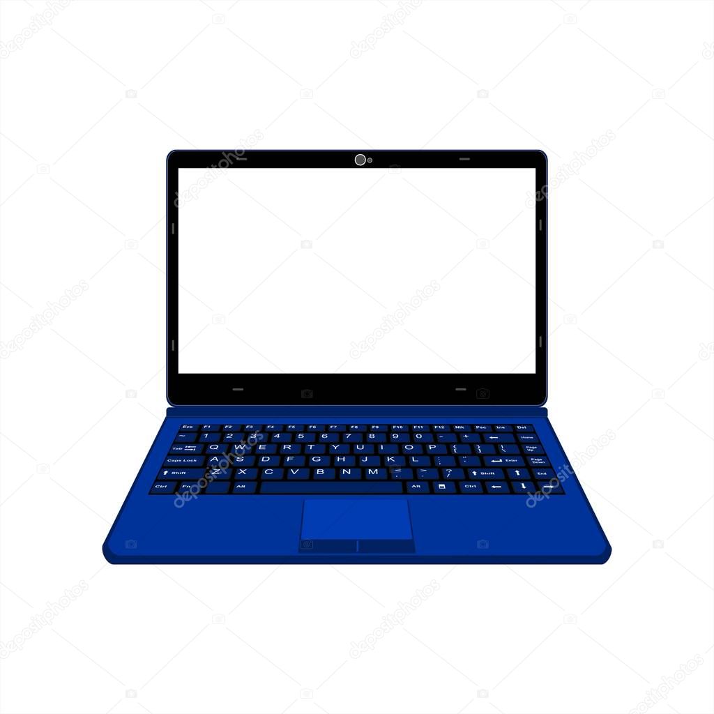 realistic laptop vector illustration in black and navy blue color