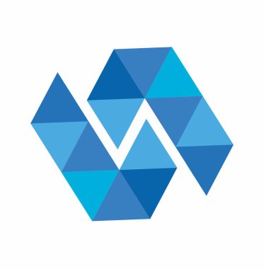 N, Nl, Teğmen, Lnl, Tnt üçgeninin baş harfleri geometrik çokgen Mavi elmas çizim ve logo