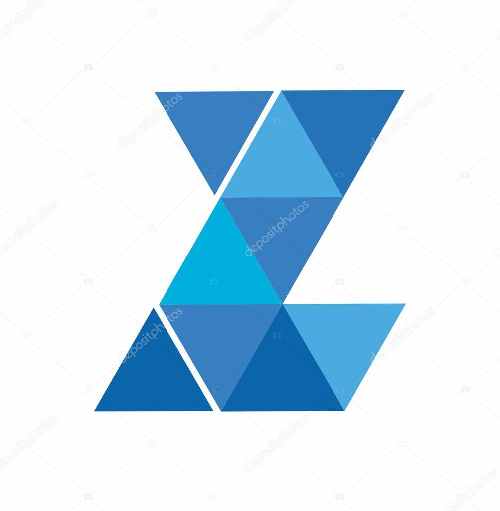 Z, ZL initial geometric polygonal Blue diamond vector illustration and logo