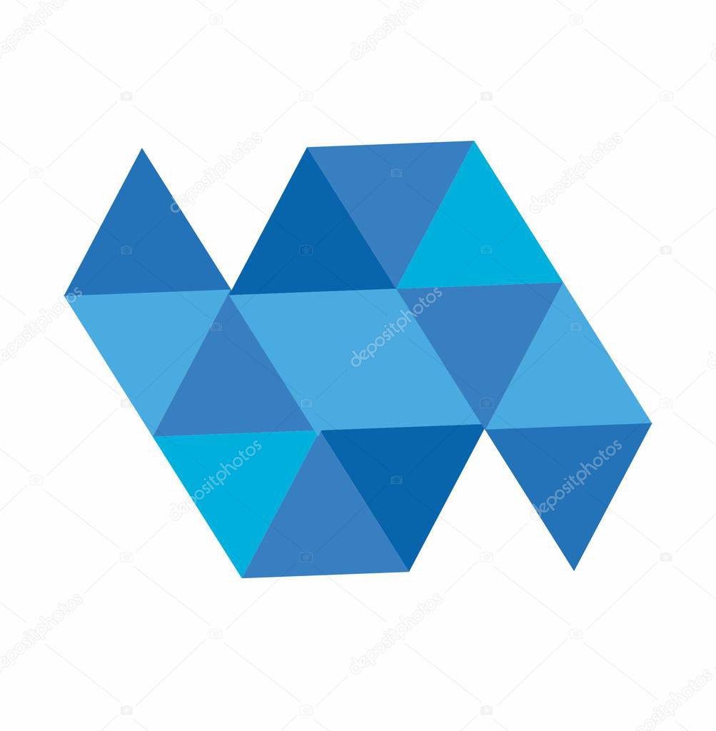 N initials triangle geometric polygonal  Blue diamond vector illustration and logo