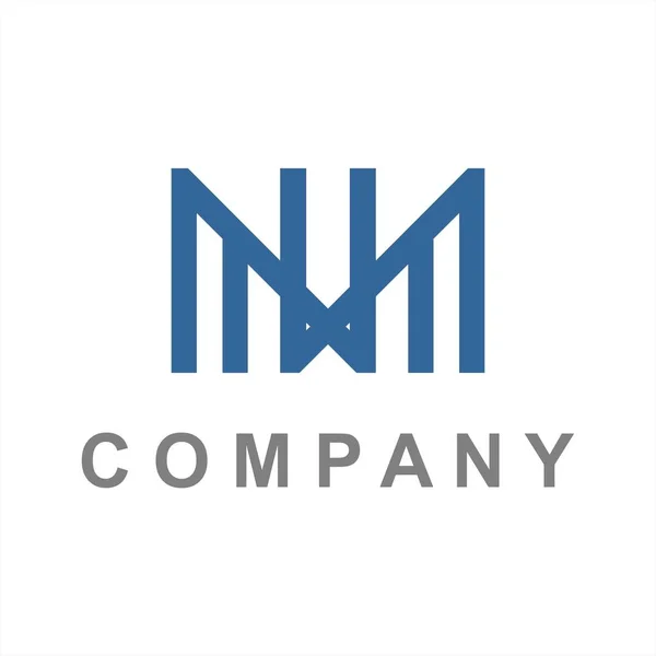 WM, MWM, WMM iniciales geométrica línea de arte logotipo de la empresa — Vector de stock