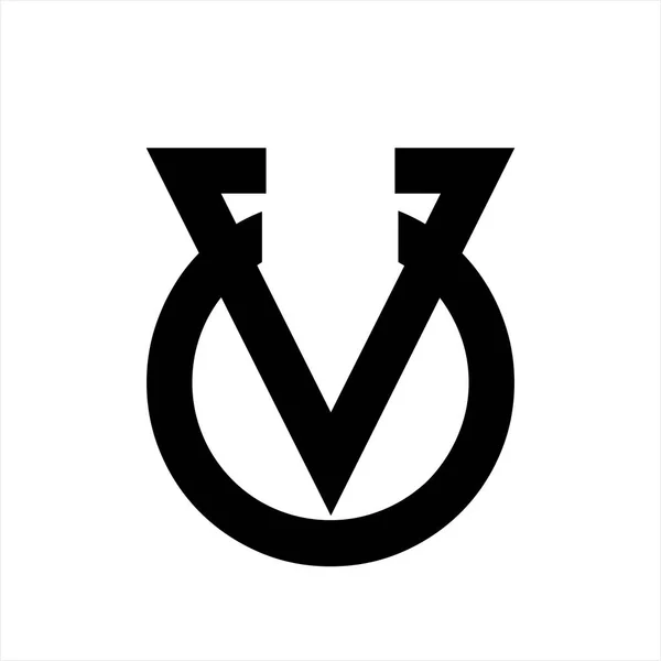 Línea de arte UV, VU, VOU iniciales simple logotipo de la empresa geométrica — Archivo Imágenes Vectoriales