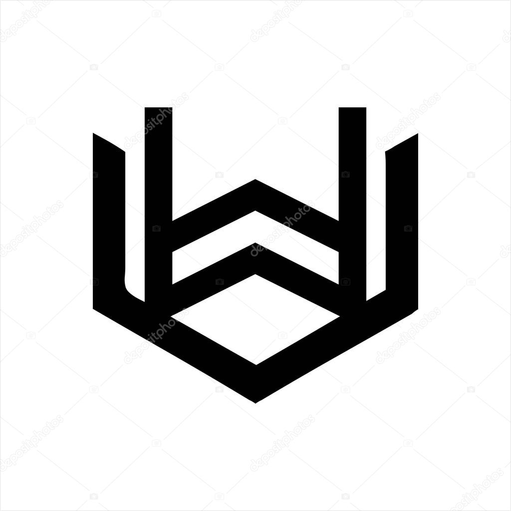 simple VW, WV, UW initials geometric symbol logo