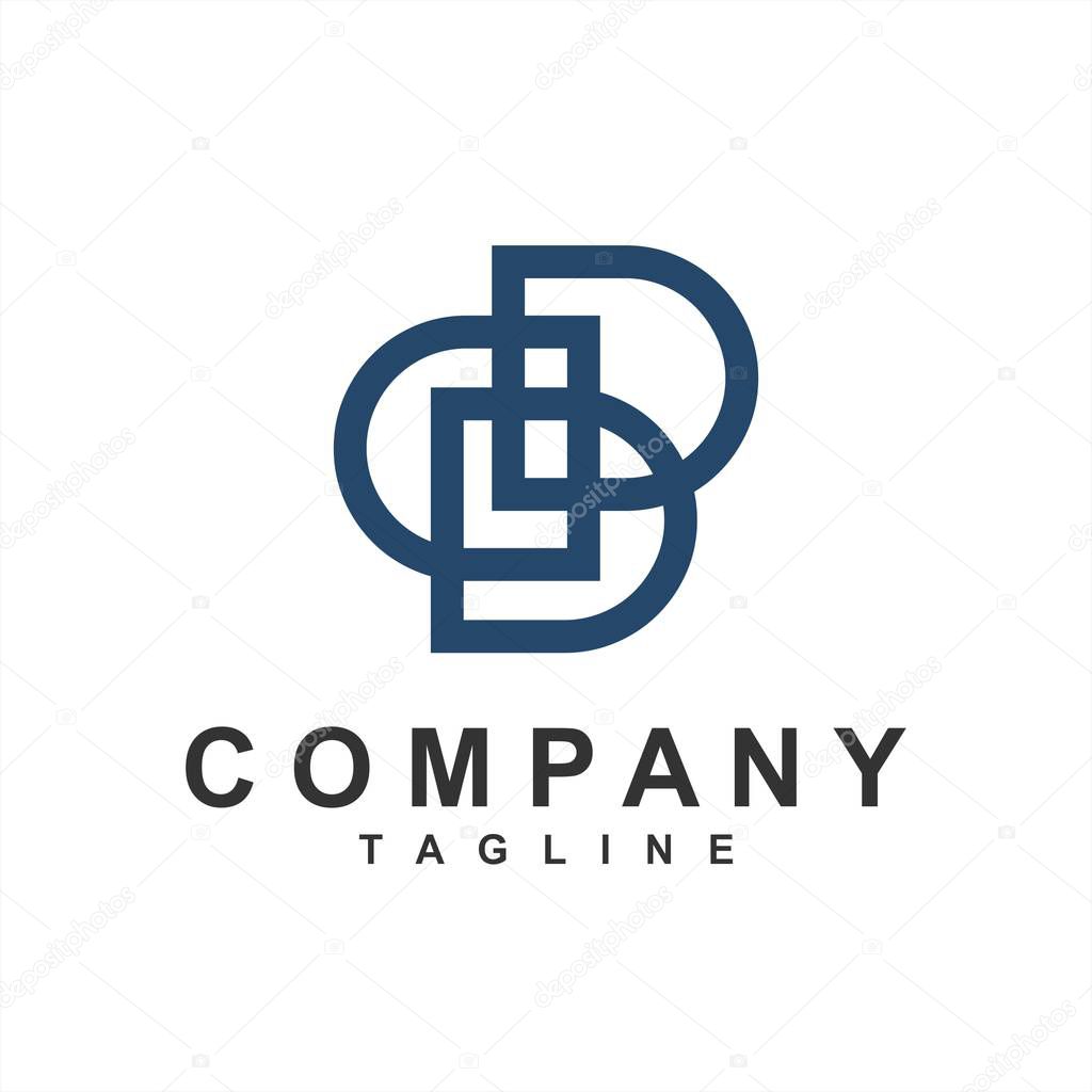 Simple geometric line art DDD initials company logo