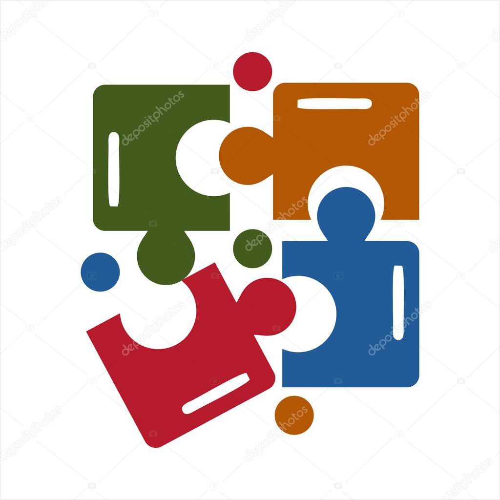 Colorful vector puzzle or jigsaw company logo
