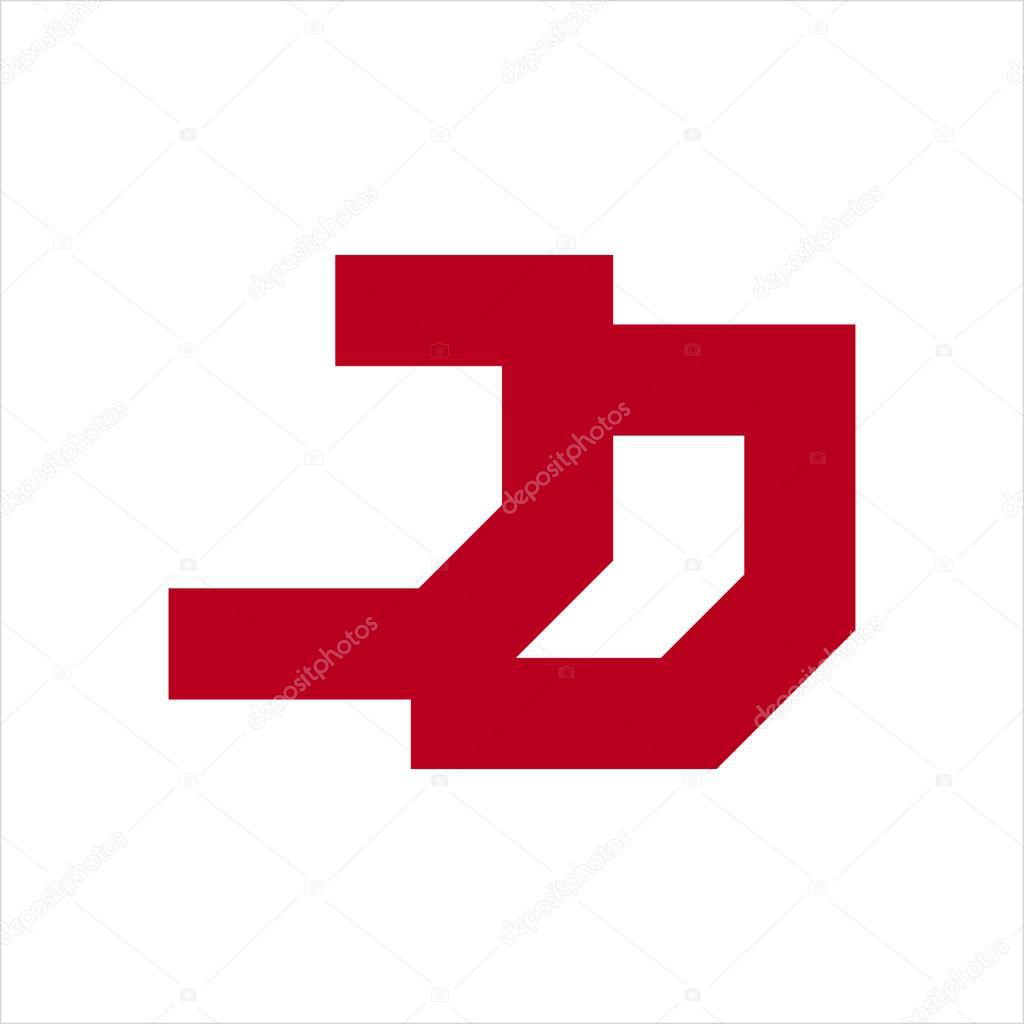 JJ, JD initials geometric letter company logo