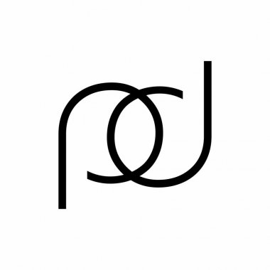 PD, Pod, DP, DOP baş harfleri çizgi sanat geometrik şirket logosu