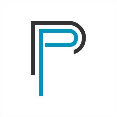 p, PP, PR baş harfleri çizgi sanat geometrik şirket logosu
