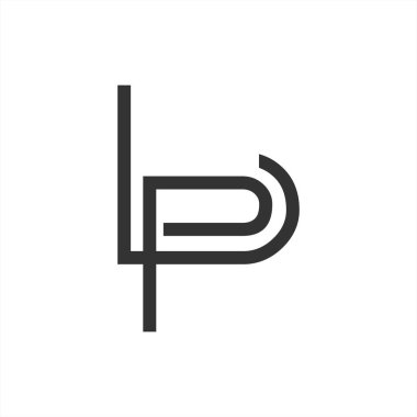 Pl, LP baş harfleri çizgi sanat geometrik şirket logosu