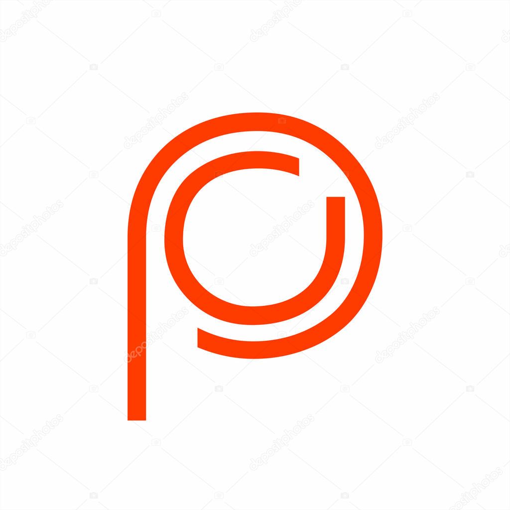 Simple pc, pa, po, pa, pg initials line art geometric company logo