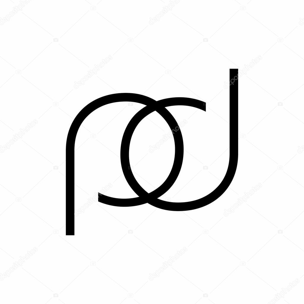 Simple pd, pod, dp, dop initials line art geometric company logo