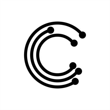 basit baş harfleri c, cc, ccc geometrik ağ hattı ve dijital veri logosu