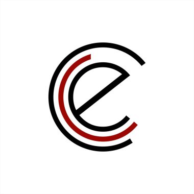 basit e, cce, cec baş harfleri geometrik ağ hattı ve dijital veri logosu
