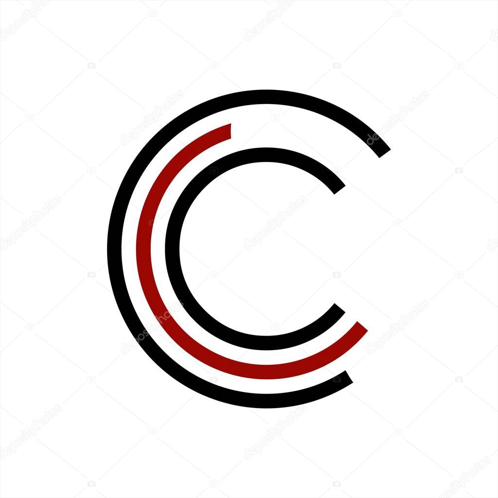 Simple initials c, cc, ccc geometric network line and digital data logo